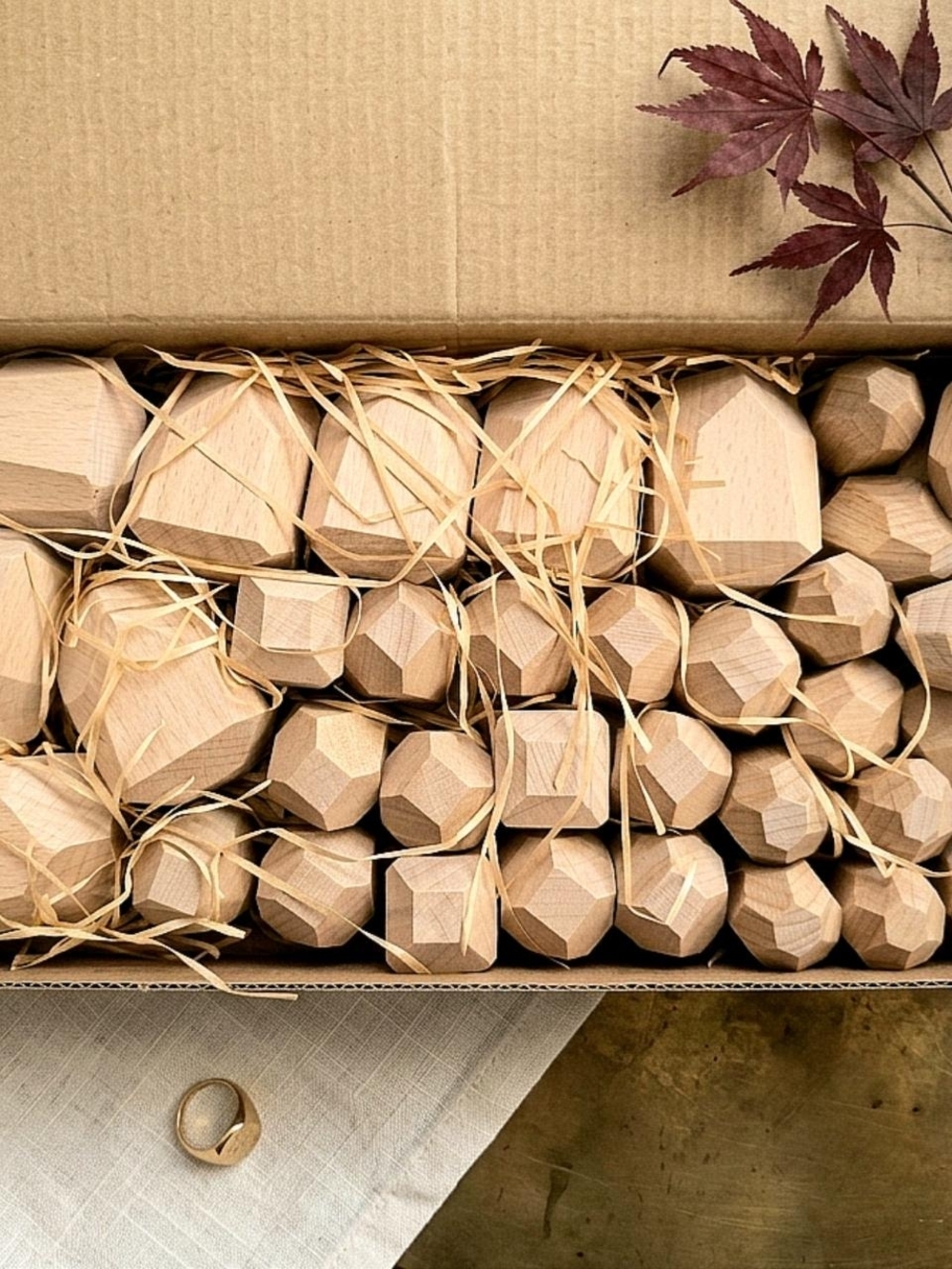 Hand-Painted Wooden Stacking Blocks - Earthy Greens & Deep Blues - Picture 4 of 4